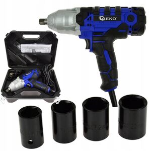 Гайковерт электрический ударный 1/2" + головки 450Вт, GEKO G81053