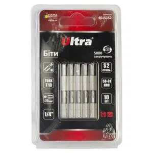 Биты TORX 10×25мм ¼" 10шт S2 (блистер), ULTRA 4015352