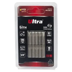 Биты TORX-proof 40×25мм ¼" 10шт S2 (блистер), ULTRA 4015812