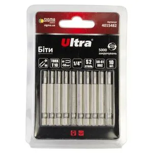 Биты TORX 10×50мм ¼" 10шт S2 (блистер), ULTRA 4015482