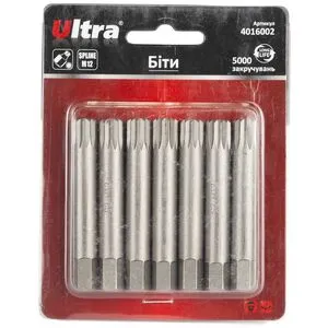 Биты Spline M12×75мм 10мм 7шт S2 (блистер), ULTRA 4016002