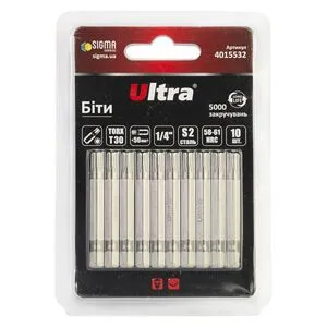 Биты TORX 30×50мм ¼" 10шт S2 (блистер), ULTRA 4015532