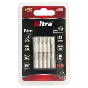 Биты TORX 30×25мм ¼" 10шт S2 (блистер), ULTRA 4015402