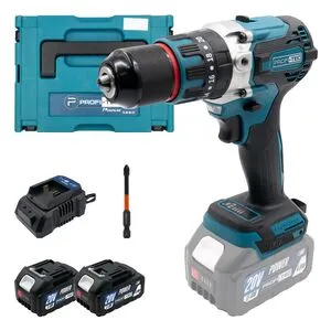 Шуруповерт аккумуляторный ударный PROFI-TEC DHP485BL (безщеточный, 2 АКБ 5А/г + ЗУ, кейс, сверла)