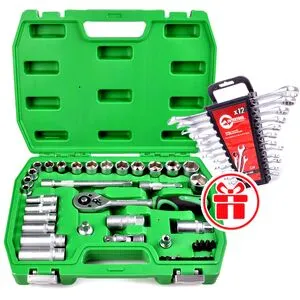 Набор головок 39 ед. и набор ключей 12 ед. INTERTOOL ET-6039SP-HT-1203