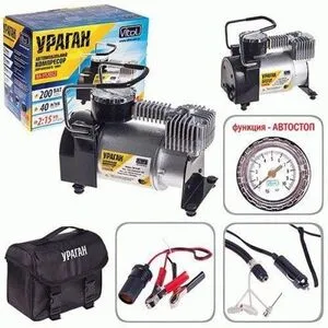 Компресор" Ураган" КА-У12052 150psi / 15Amp / 40л / прикур. + Перехідник / Автостоп 2режіма