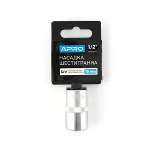 Насадка шестигранная CrV 1/2 (15мм), APRO 252715