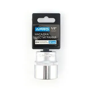 Насадка шестигранная CrV 1/2 (30мм), APRO 252730