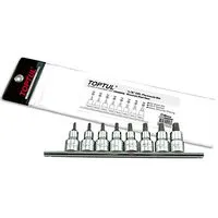 Набор бит пятигранных впрессованных в головку 1/2" TORX T20-T55 с отверстием 8 ед., GAAG0806 TOPTUL