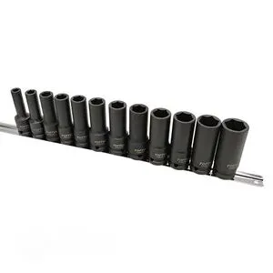 Набор ударных длинных головок 1/2" 12 ед. 8,10,12~19,21,22мм на планке TOPTUL GAAQ1614D