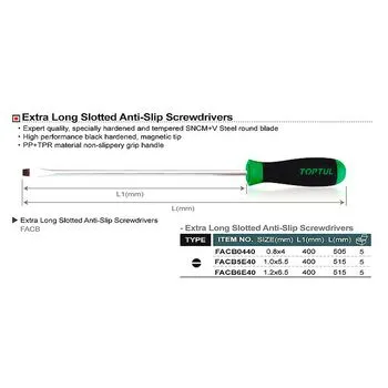 Отвертка шлицевая 6.5 x 400mm, FACB6E40 TOPTUL
