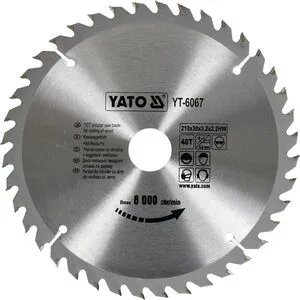 Диск пильный победитовым по дереву 210х30x3.2x2.2 мм, 40 зубьев, RPM до 8000 1 / мин, YT-6067 YATO