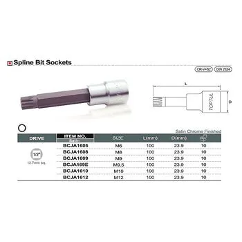 Головка с насадкой SPLINE M8 L100mm 1/2", BCJA1608 TOPTUL