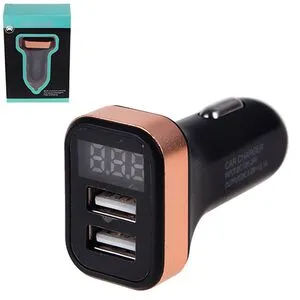 Автомобильное зарядное устройство 2 USB 12-24V 5V/2.1A + вольтметр