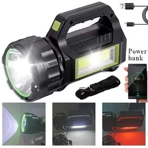 Фонарь переносной T95-LED+COB(white+red), power bank, встр. аккум., солнечная батарея, ЗУ microUSB, 