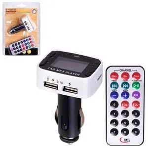 Модулятор FM 8в1 955 12-24v + 2USB белый 48491 (YC-955W)