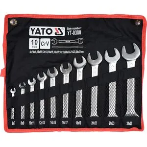 Ключи гаечные CrV, М = 6х7-24х27 мм, Набор 10 шт., YT-0380 YATO
