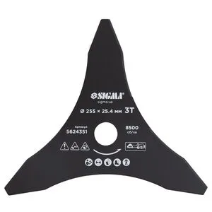 Нож для триммера Ø255×25.4мм 3Т остроконечный, SIGMA 5624351