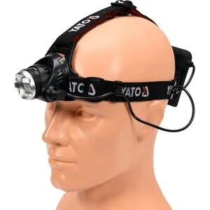 Фонарь светодиодный XM-L2 CREE на лоб, 3 режима, Р = 10 Вт, Ф = 450 lm, живл.- 4х АА батареи, YT-08591 YATO