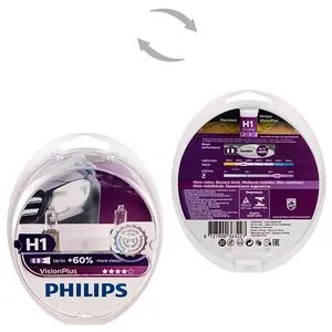 Автолампа Philips Vision Plus H1 + 60% 12V 55W P14,5s 2 шт. (12258VPS2) (12258VPS2)