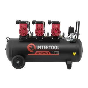 Компресор 100 л, 3x1.1кВт, 220В, 8атм, 480 л / хв, 1400 об / хв, малошумний, безмасляний, 6 циліндрів, PT-0028 INTERTOOL