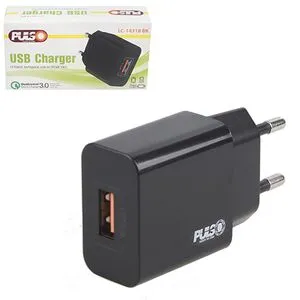 Сетевое зарядное устройство PULSO 18W, 1 USB, QC3.0 (5V*3A/9V*2A/12V*1.5A) (LC-14318 BK)