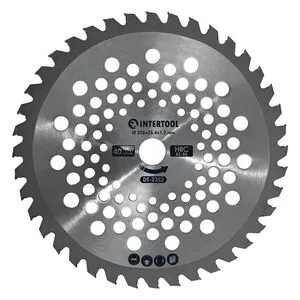 Нож для мотокосы/триммера с твердосплавными напайками ø255x25.4x1.2 мм 40T, HRC 82-86, волнообразный INTERTOOL DT-2352
