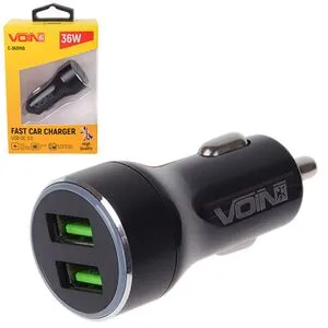 Автомобильное зарядное устройство VOIN 36W, 2USB QC3.0, 12/24V (3.6-6.5V/3A, 6.5-9V/2A, 9V-12V/1.5) 