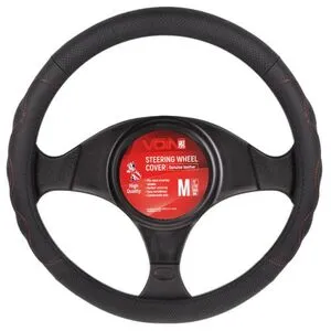Чехол руля  VLOD-L283 BK/RD M черн-красн/БО/перф/кожа (VLOD-L283 BK/RD M)