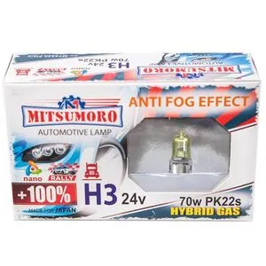 Автолампа MITSUMORO Н3 12v 55w Pk22s +100 anti fog effect (ВТФ) (M72320 FG / 2)
