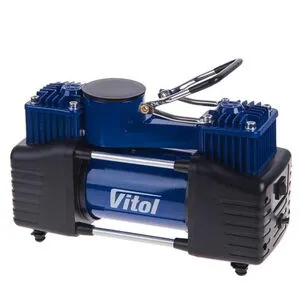 Компрессор VITOL K-72 150psi/25Amp/90л/2 цилиндра/шланг 5,0м/клеммы/с дефлятором (K-72)