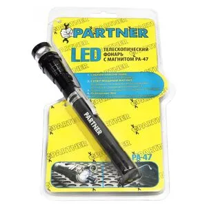 Телескопічний LED ліхтар з магнітом, 3 світлодіоди + бічне дзеркало, PA-47 LED PARTNER