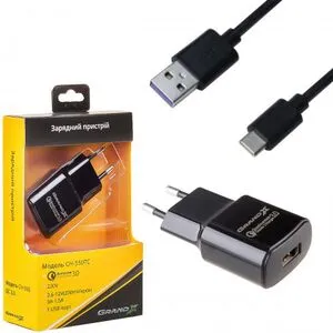 Зарядное устройство Grand-X Quick Charge QС3.0 + cable USB -> Type C, Cu, 4A, TPE, 1m