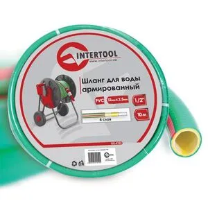 Шланг для води 4-х шаровий 1/2", 10м, армований, PVC, GE-4101 INTERTOOL