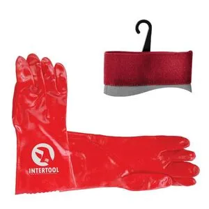 Перчатка маслостойкая х/б трикотаж покрытая PVC, 35см (красная) (Apelas SP-0007 Intertool)